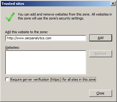 Add site dialog